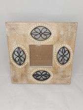 Unusual Square Wood And Wrought Iron Metal Photo Frame Hippy Boho