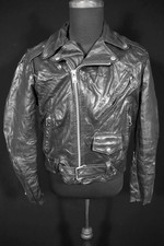 Veste En Cuir Noir De Moto Pour Homme Vintage Des Années 1960-1970 Taille M