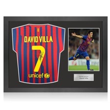 David Villa Signed Original Barcelona 2011-12 Football Shirt. Icon Frame