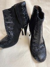 stivaletti roberto cavalli, taglia UK 4, pelle nera, scatola e borsa