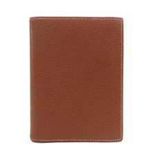 Auth HERMES Agenda/Note Cover Brown/Orange Leather - e61582a