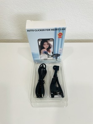 Black Auto Clicker with Clip, USB Cable, Universal Compatible, Plastic