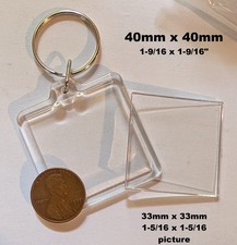 5pc Picture Frame Keychain pendant Clear Acrylic Photo Keyring Holder Key ring