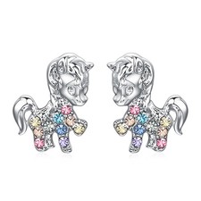 Girls's Unicorn Stud Earrings,Cute Crystal Unicorns Gifts for Girls Cool Animal
