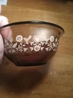 Vintage Pyrex  1 L Corning Smoky Glass Mixing Bowl 322 Festive Harvest Birds