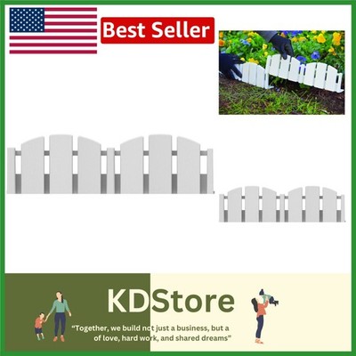 No-Dig Decorative Landscape Edging Kit   15ft White Wood-Look Fence