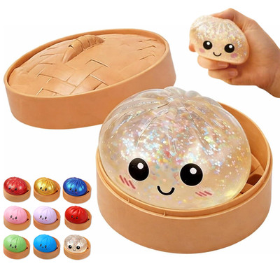 Dumpling Squeeze Stress Ball with Steamer Stress Fidget Toys Sensory Balls