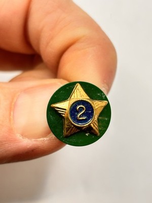 2 Years Of Service Star - Boy Scouts - Gold Tone on Green - Vintage Lapel Pin
