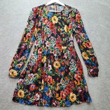 Love Moschino Dress Women 6 Floral Print Long Sleeve Fit Flare Boho Art Italian