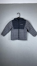 Columbia Puffer Jacket Youth XS 6/7 Gray Black Omni-Heat Hooded Insulated Winter
