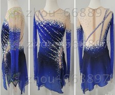 New Ice Figure Skating Dress Figure Skating Dress For Competition blue dyeing