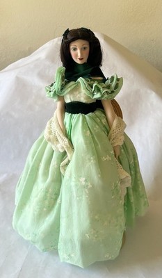 GONE WITH THE WIND Scarlett O'Hara Porcelain Doll Green Dress 19 in. Tall