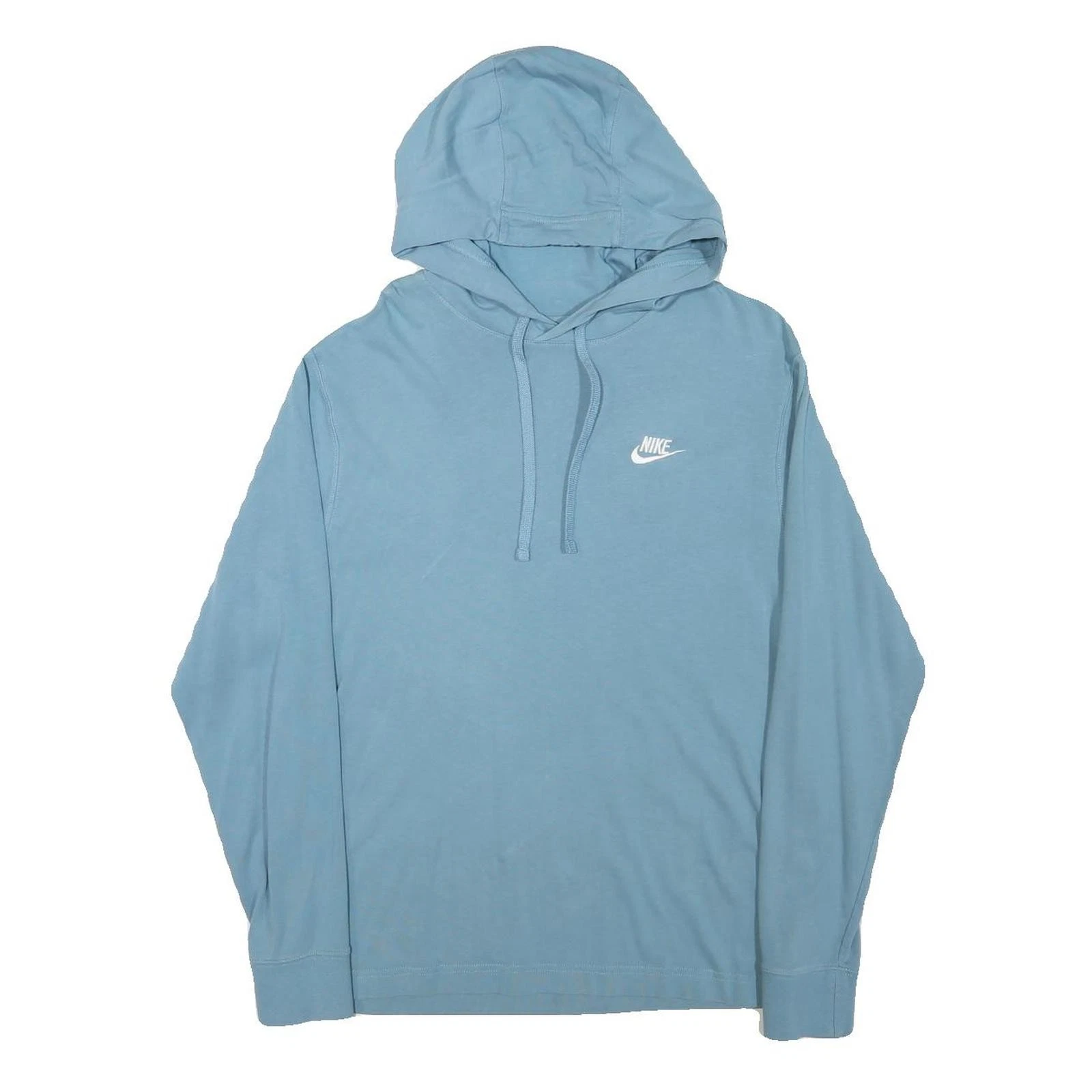 NIKE Mens Blue Cotton Blend Pullover Hoodie S Casual Lightweight Sportswear