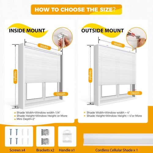 Blackout Cellular Shades Cordless, Honeycomb Shade Blinds, Thermal Insulated ... - Picture 3 of 7