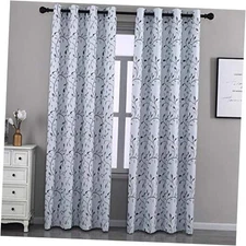  Floral Blackout Curtain with Leaf 52"W x 84"L (Pack of 2) Light Grey