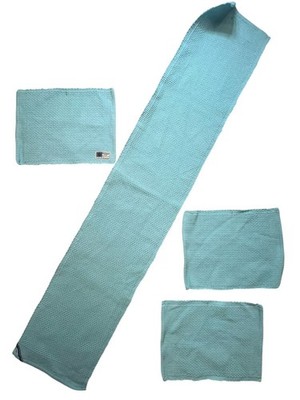 Vintage Tommy Hilfiger 1985 Turquoise Waffle Weave Cotton Runner Placemats