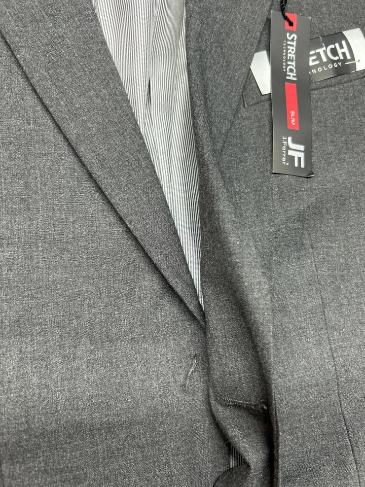 J Ferrar Blazer Jacket Mens 34 Short Charcoal Gray Stretch Slim Fit Solid New - Image 4 of 4