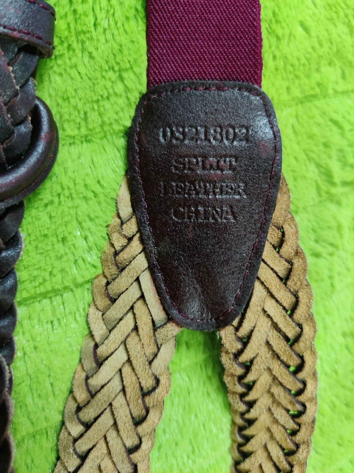 Braided Split Leather Suspenders Adjustable Butto… - image 2