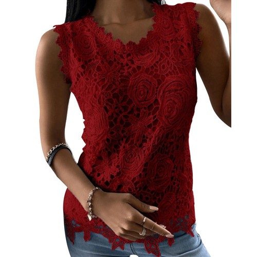 Womens Ladies Summer Tank Tops V NECK Casual Lace Cami Vest Camisole Sleeveless* - Picture 13 of 19