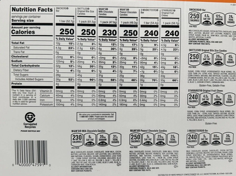 Paquete Variedad 30 Mars + 30 M&M Tamaño Completo, Vía Láctea, Snickers, Skittles, Twix Foto 2 de 4