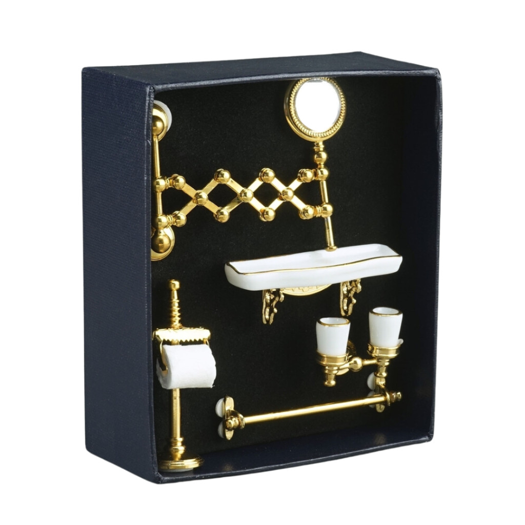 MINIATURE DOLLHOUSE 1:12 SCALE REUTTER BRASS BATHROOM ACCESSORIES SET-1.766/0