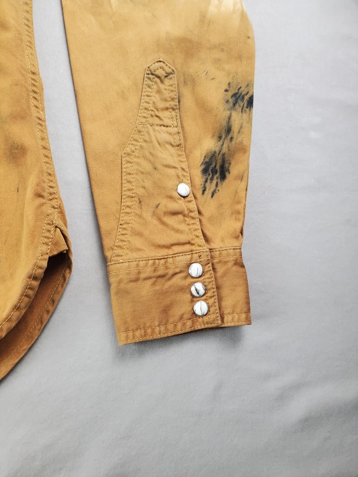 Camisa PRPS Para Hombres Grande Denim Corte Occidental Pera Snap Envejecida Manga Larga Foto 4 de 4