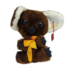 Vintage Elka Toys Plush Brown Koala Stuffed Animal Joey Yellow Ribbon 6