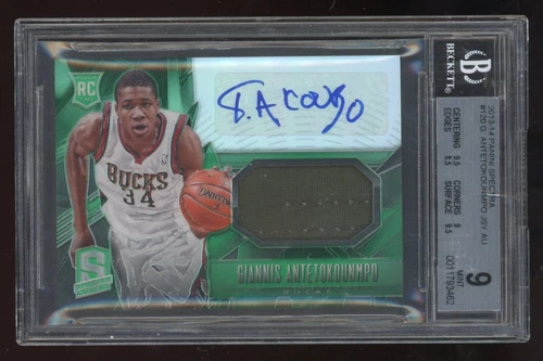 Giannis Antetokounmpo 2013-14 Spectra Auto Rookie Patch Relic #120 BGS 9 10 Read