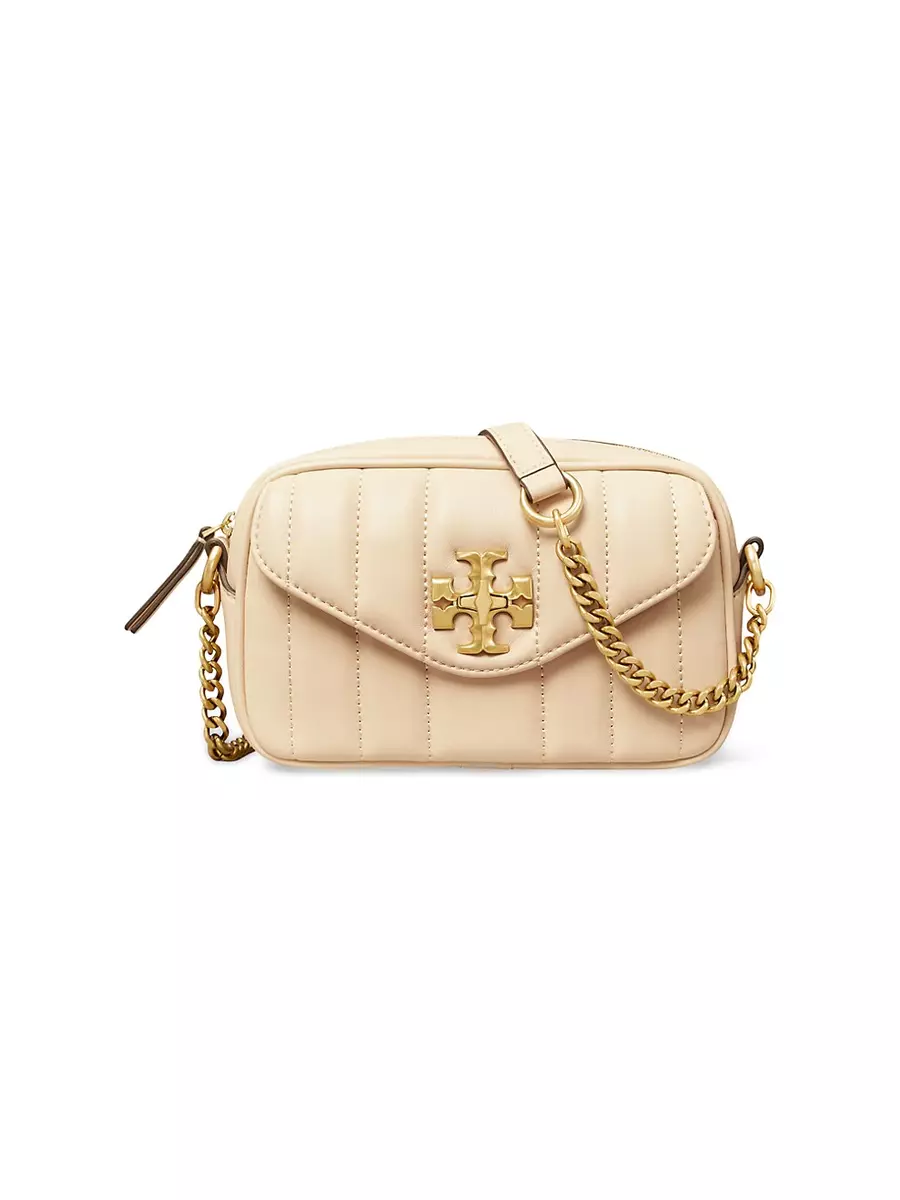 Tory Burch Mini Kira Quilted Leather Crossbody Camera Bag in Brie