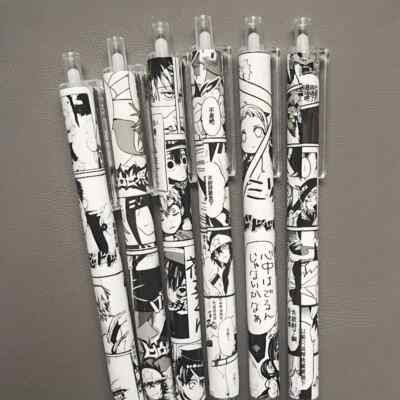 6-Pack Fun Anime Themed Ballpoint Pens, Neutral Point, Water-Based Ink K