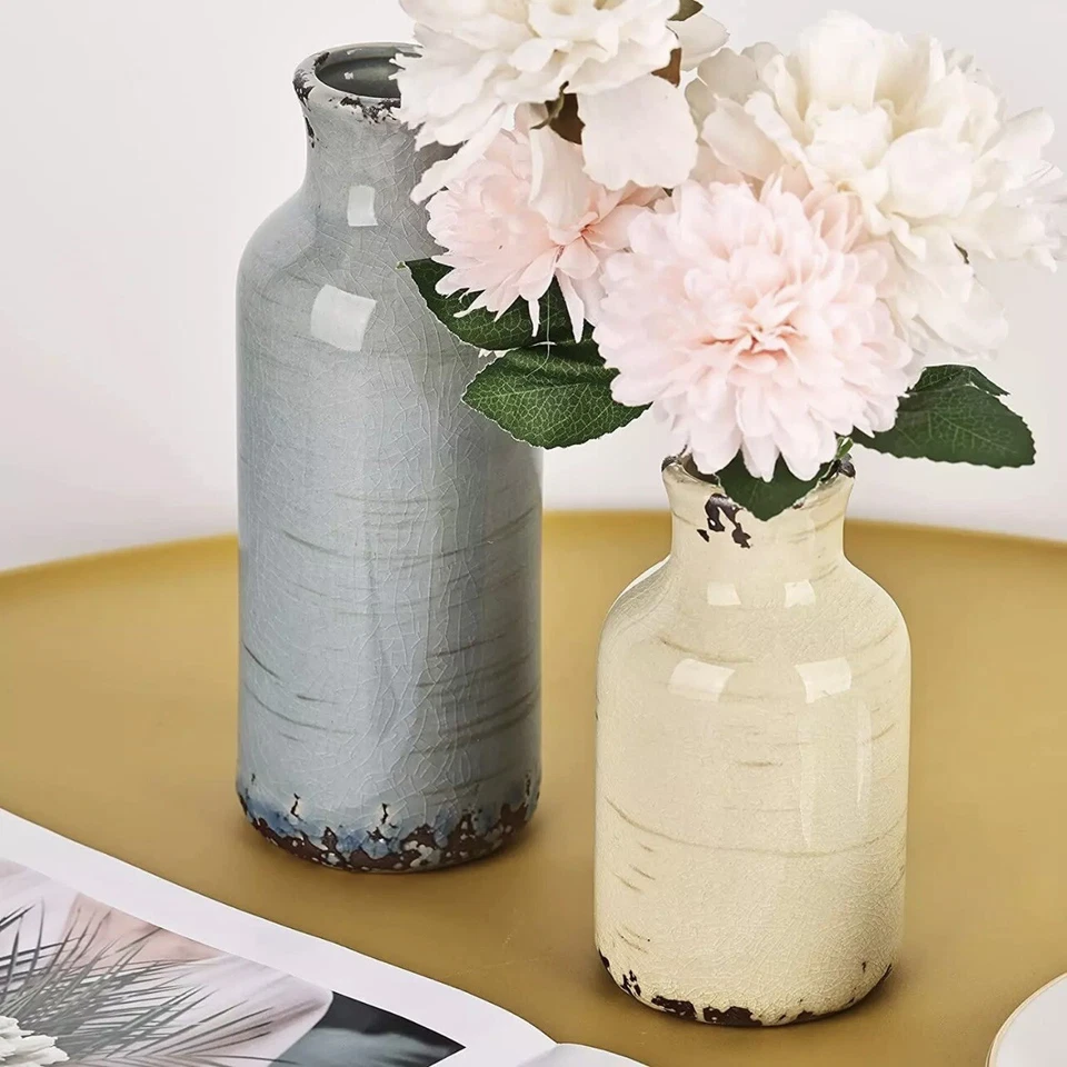 NUEVO Floreros Boho Altos Multicolor Cerámica West Elm (Juego de 3) Decoración del Hogar Foto 3 de 4