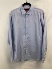 ALFANI Mens Blue Striped FITTED Long Sleeve Button Dress Shirt Sz 15.5 / 33/35 M
