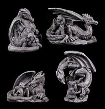 Kleine Drachen Figuren 4er Set - Gothic Fantasy Deko Statue