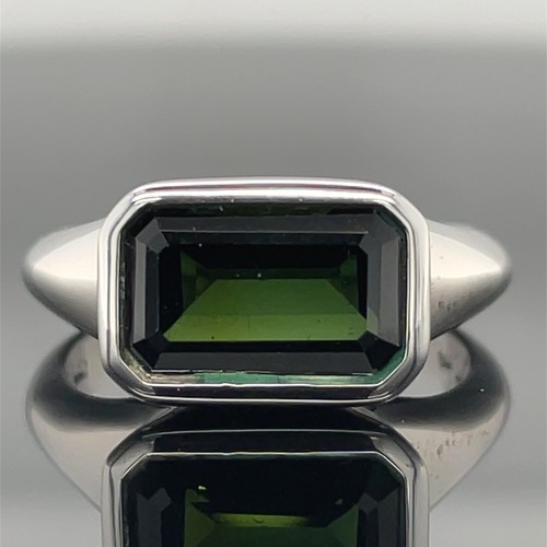 SCHMUCKJAGD RING GR. 17 (CA. 53 ) AUS 925/-SILBER RHOD. MIT TURMALIN SILBERZEIT