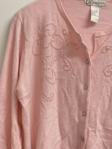 Dressbarn Women’s 14/16 Beaded Sweater Cardigan Light Pink - Picture 3 of 6