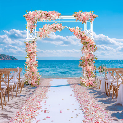 Elegant White Metal Wedding Stand Square Balloon Arch Garden Arbor Frame Decor