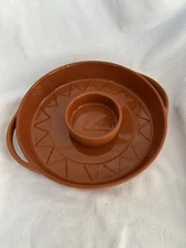 2 Piece Round Terracotta Chip and Dip Platter Serving Tray Set