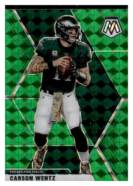 2020 Panini Mosaic #160 Carson Wentz Prizm Green