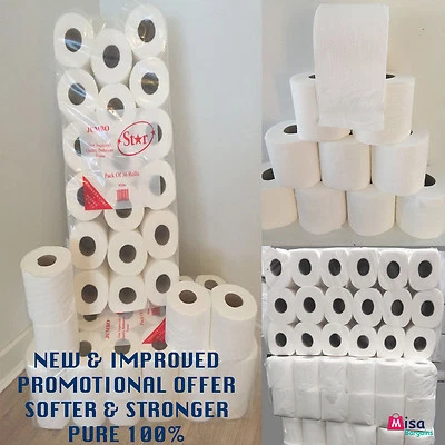 108 TOILET ROLLS 200 SHEET TISSUE 3 x 36 2ply Joblot Wholesale Jumbo 18.6/roll