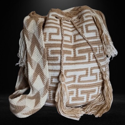 Wayuu Mochila Bag 100% Authentic Handmade Large Size With Ethnic Design + Gift