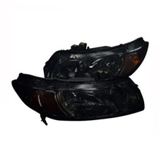 For 06-11 Honda Civic FA FG Smoke Smoked Headlights Amber Reflector 2 DOOR