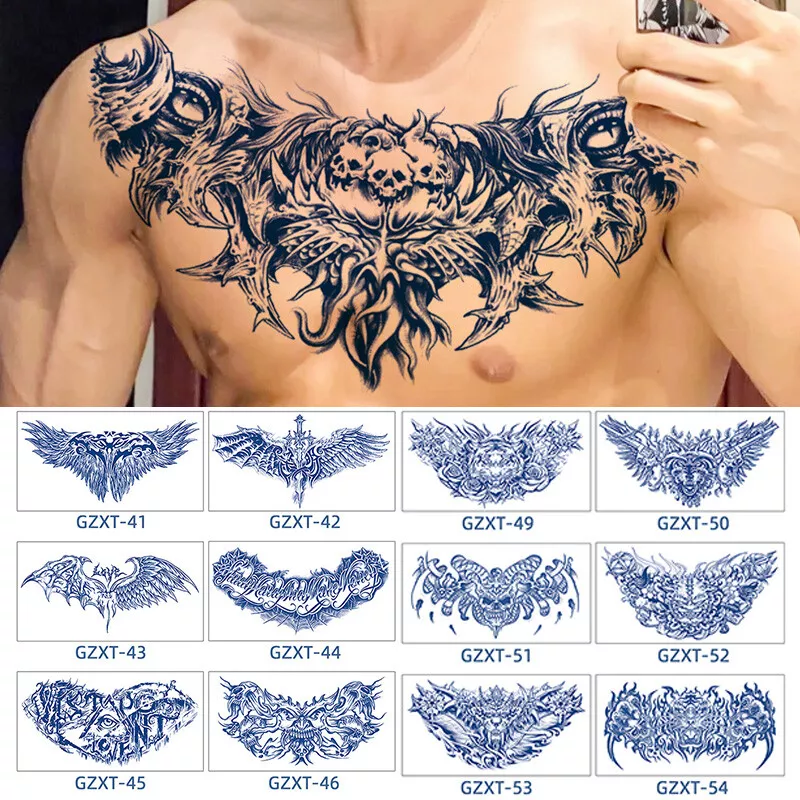 Große Körperkunst Temporäre Brust Tattoo Aufkleber Ärmel Mann Frauen ┛