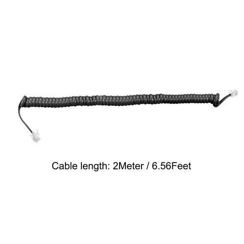 Przewód słuchawki telefonicznej, 4P4C 6,56 stopy kabel telefonii stacjonarnej czarny 2-pak - Zdjęcie 2 z 5