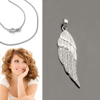 Frauen EngelsflüGel Zirkonia Engel FlüGel AnhäNger Mit Kette Echt Silber 925