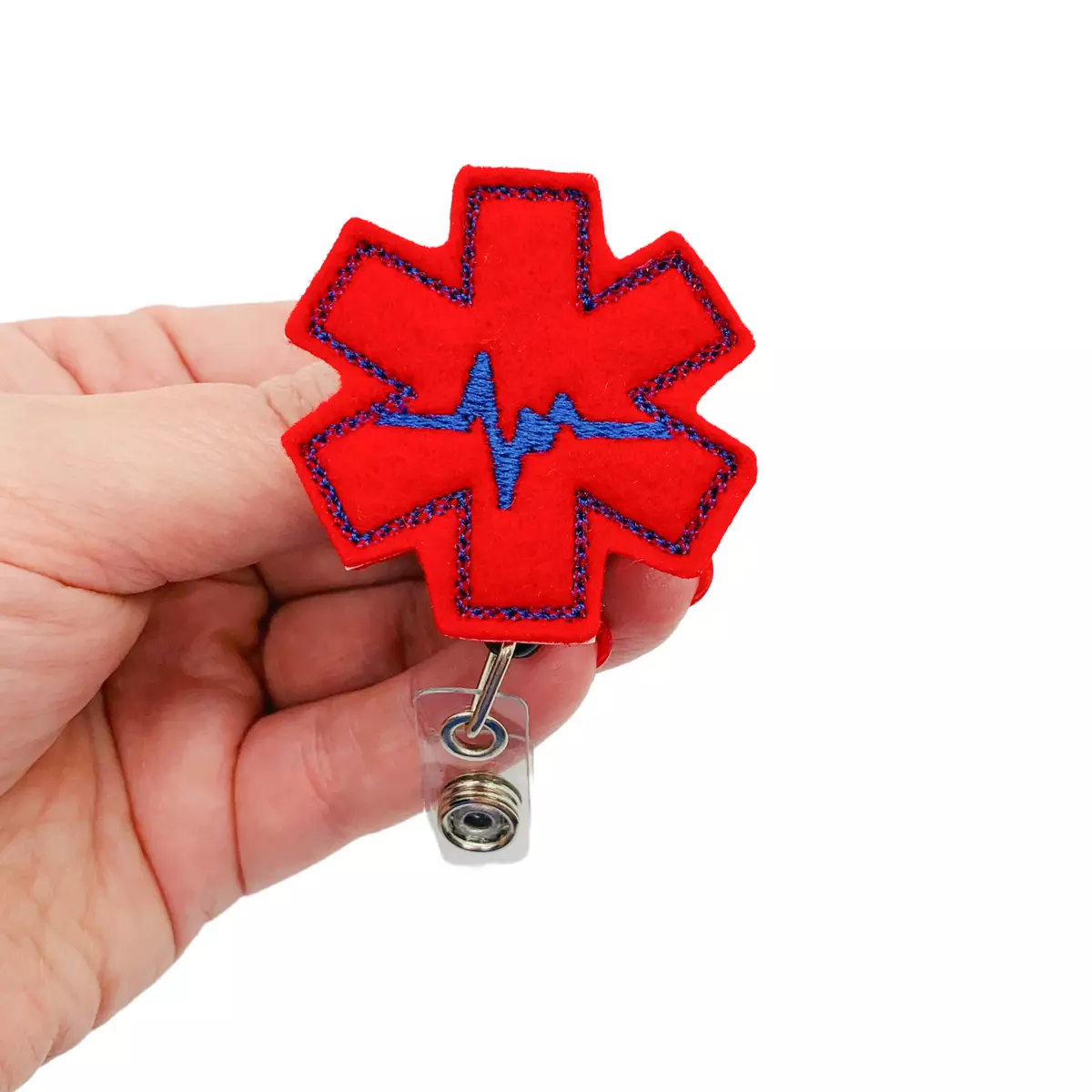 EMS Badge Reel Holder Clip EMT Paramedic Nurse Fireman Name Tag ID