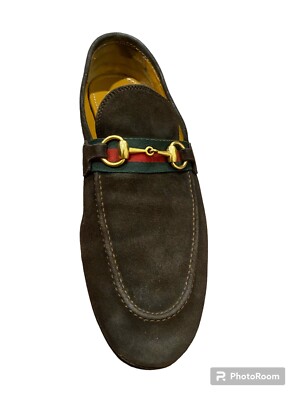Gucci Men's Brixton Brown Suede Loafer Shoes US 8.5 | eBay