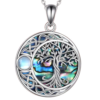 1 Stck./Lebensbaum Halskette Abalone Muschel Keltischer Knoten Anhänger Halskette Damen B26