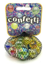 Net Bag 25 Confetti Glass Mega Marbles Players  Shooter Cat's Cats Eye 2003-13