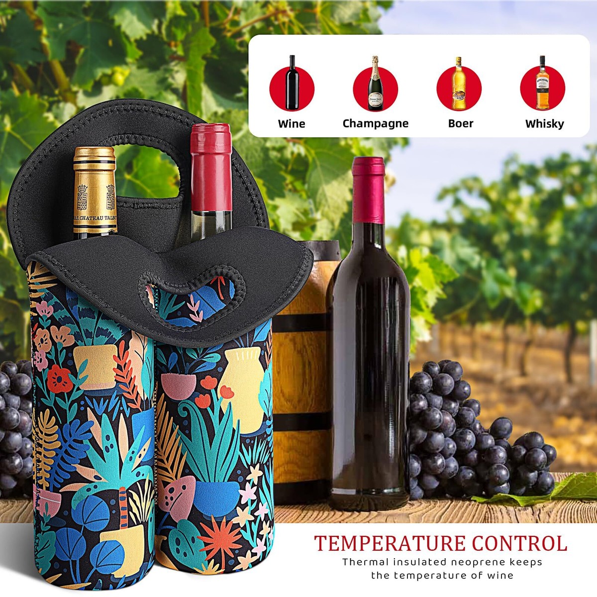 Bottle Bag Travel Wine Bottle Holder Drink Cooler Bottle Single