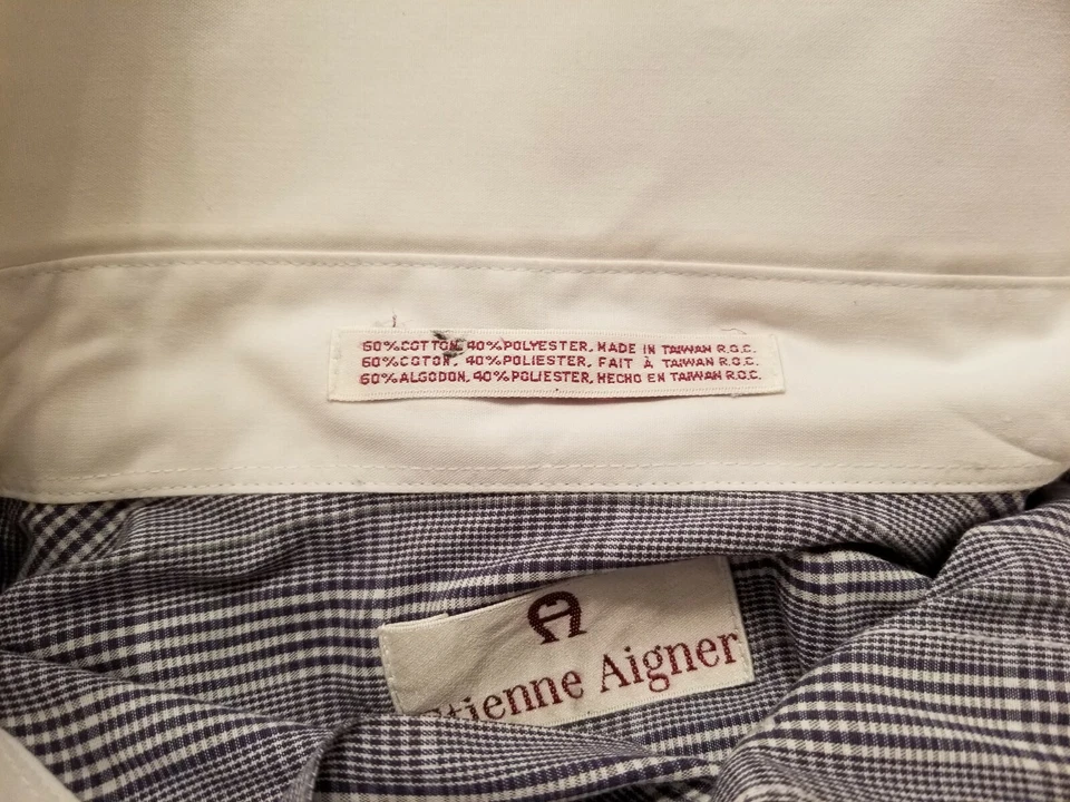 Camisa Etienne Aigner Hombre Talla 16.5 32/33 Azul Blanco Cuadros Foto 3 de 4